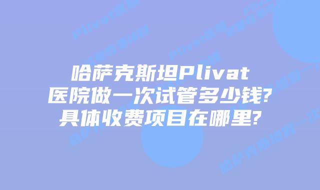 哈萨克斯坦Plivat医院做一次试管多少钱?具体收费项目在哪里?