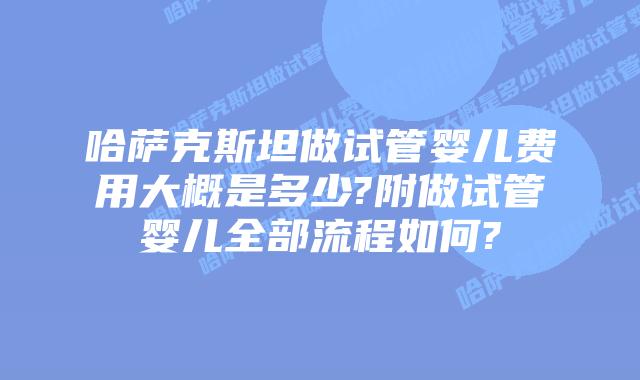 哈萨克斯坦做试管婴儿费用大概是多少?附做试管婴儿全部流程如何?