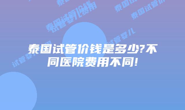 泰国试管价钱是多少?不同医院费用不同!