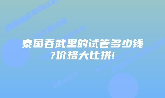 泰国吞武里的试管多少钱?价格大比拼!