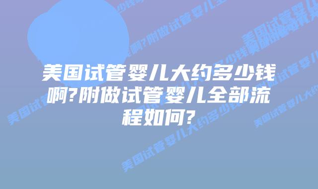 美国试管婴儿大约多少钱啊?附做试管婴儿全部流程如何?