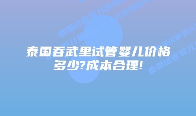 泰国吞武里试管婴儿价格多少?成本合理!