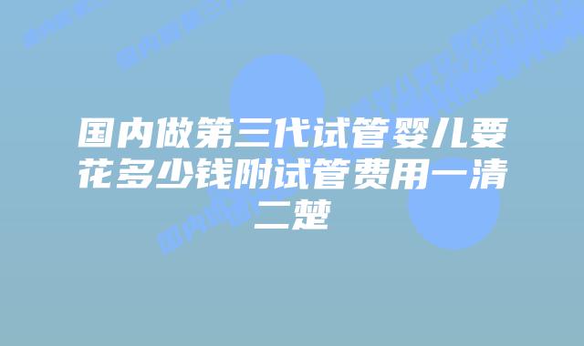 国内做第三代试管婴儿要花多少钱附试管费用一清二楚