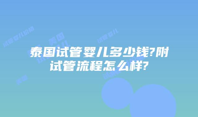 泰国试管婴儿多少钱?附试管流程怎么样?