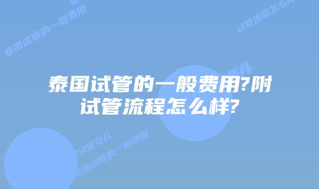 泰国试管的一般费用?附试管流程怎么样?