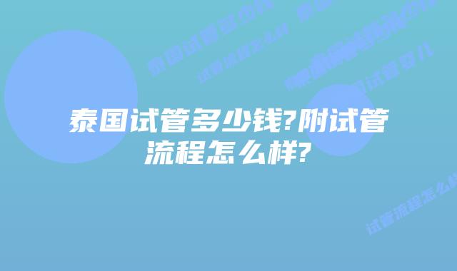泰国试管多少钱?附试管流程怎么样?