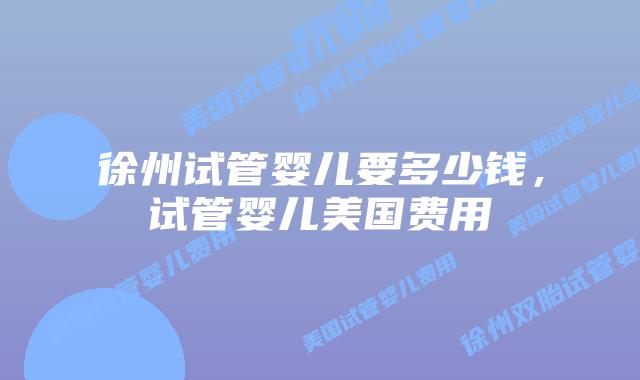 徐州试管婴儿要多少钱，试管婴儿美国费用