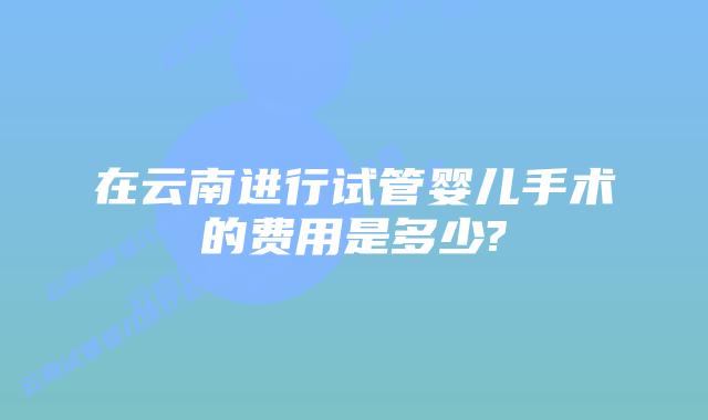在云南进行试管婴儿手术的费用是多少?