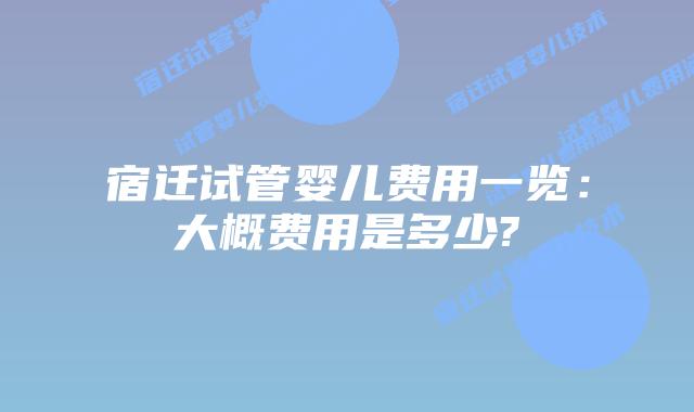 宿迁试管婴儿费用一览:大概费用是多少?