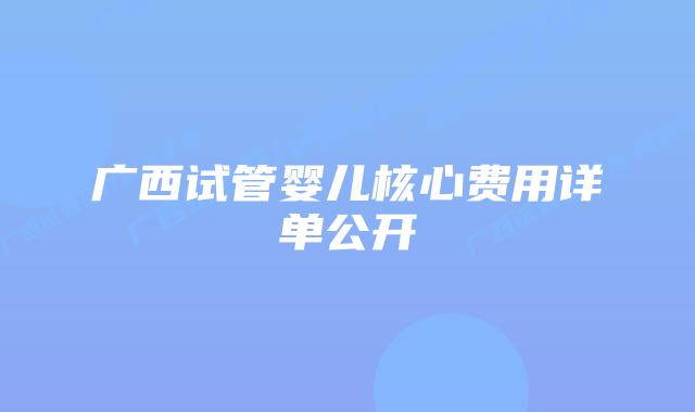 广西试管婴儿核心费用详单公开