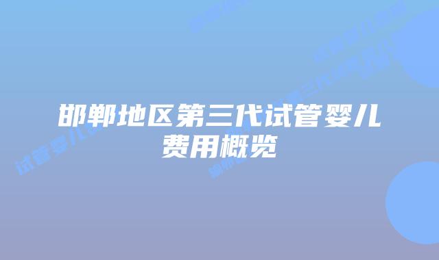 邯郸地区第三代试管婴儿费用概览