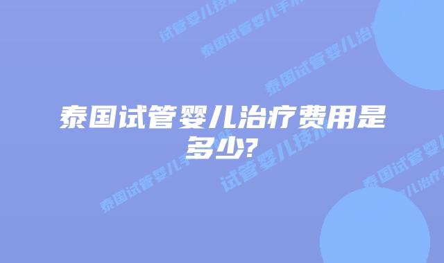 泰国试管婴儿治疗费用是多少?