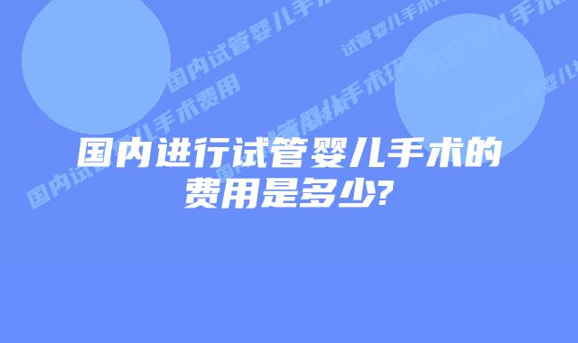 国内进行试管婴儿手术的费用是多少?