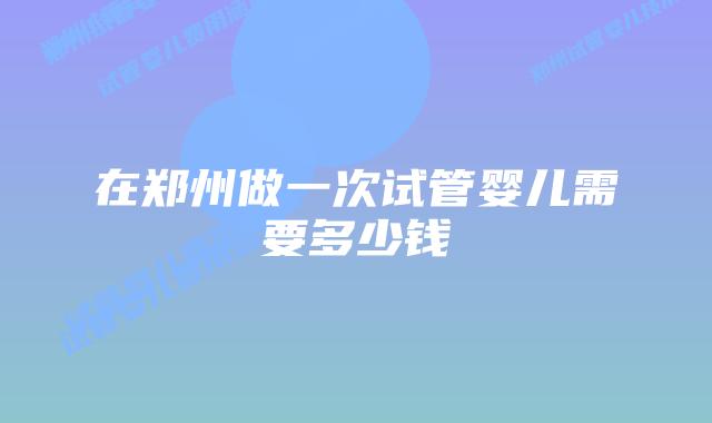 在郑州做一次试管婴儿需要多少钱