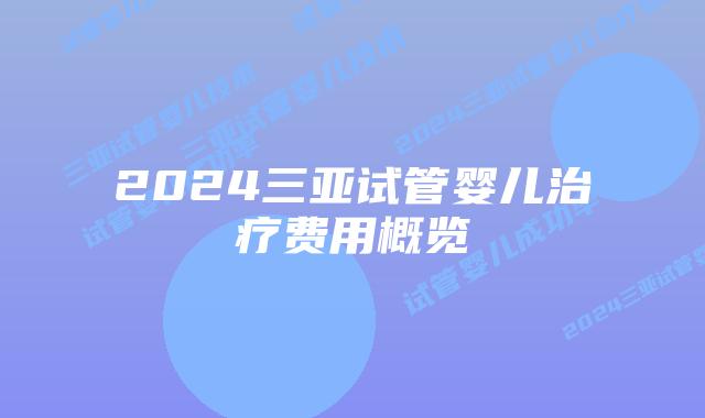 2024三亚试管婴儿治疗费用概览