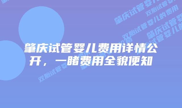 肇庆试管婴儿费用详情公开,一睹费用全貌便知