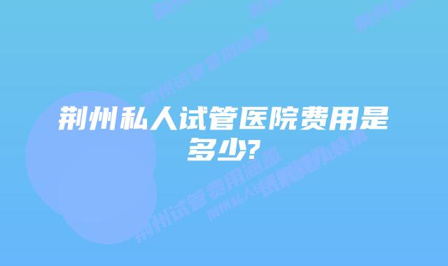 荆州私人试管医院费用是多少?