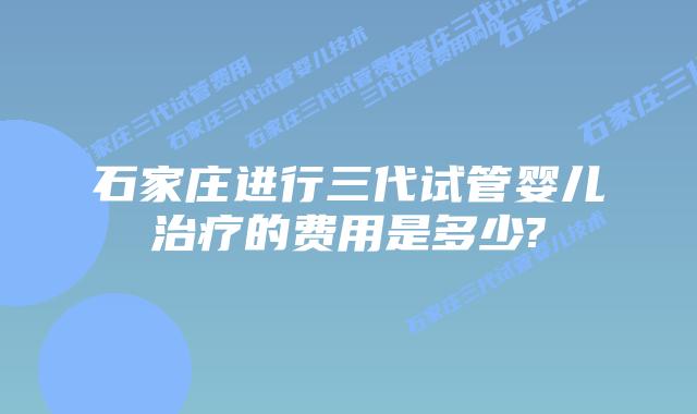 石家庄进行三代试管婴儿治疗的费用是多少?