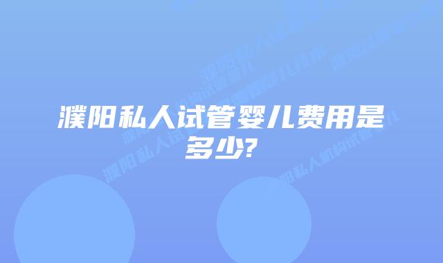 濮阳私人试管婴儿费用是多少?