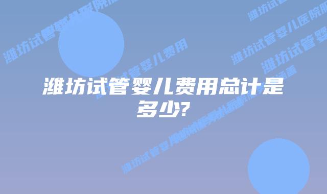 潍坊试管婴儿费用总计是多少?