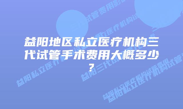 益阳地区私立医疗机构三代试管手术费用大概多少?