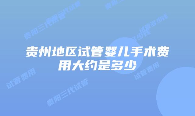 贵州地区试管婴儿手术费用大约是多少