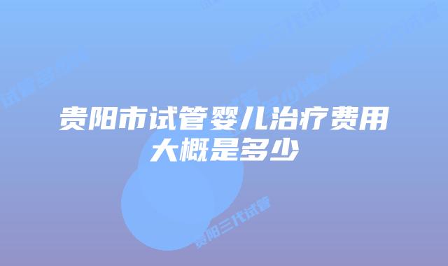 贵阳市试管婴儿治疗费用大概是多少