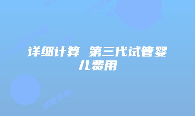 详细计算 第三代试管婴儿费用