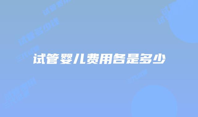 试管婴儿费用各是多少