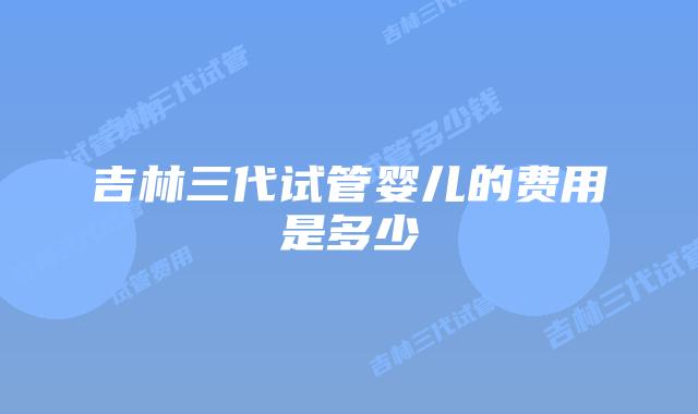吉林三代试管婴儿的费用是多少