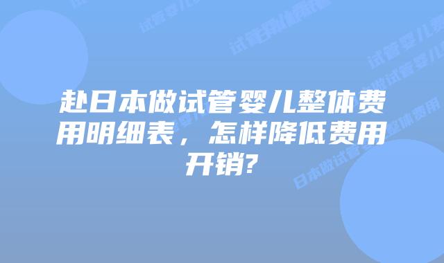 赴日本做试管婴儿整体费用明细表，怎样降低费用开销?
