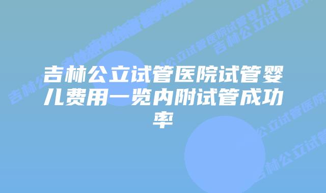 吉林公立试管医院试管婴儿费用一览内附试管成功率