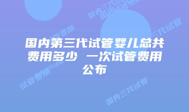 国内第三代试管婴儿总共费用多少 一次试管费用公布