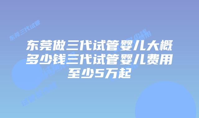 东莞做三代试管婴儿大概多少钱三代试管婴儿费用至少5万起