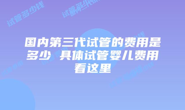 国内第三代试管的费用是多少 具体试管婴儿费用看这里