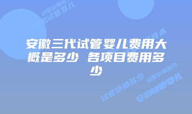 安徽三代试管婴儿费用大概是多少 各项目费用多少