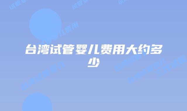台湾试管婴儿费用大约多少