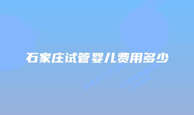 石家庄试管婴儿费用多少