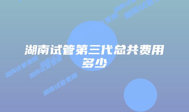 湖南试管第三代总共费用多少