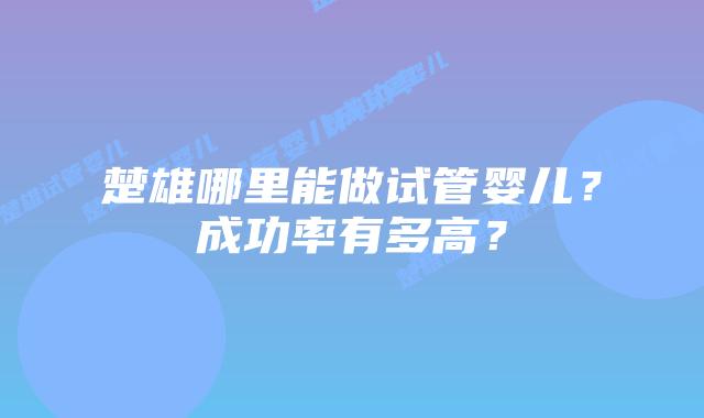 楚雄哪里能做试管婴儿?成功率有多高?
