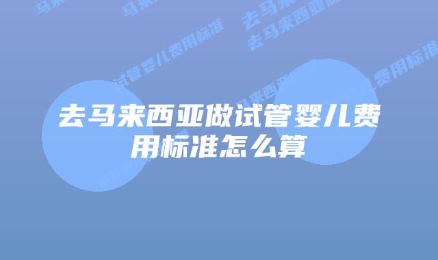 去马来西亚做试管婴儿费用标准怎么算