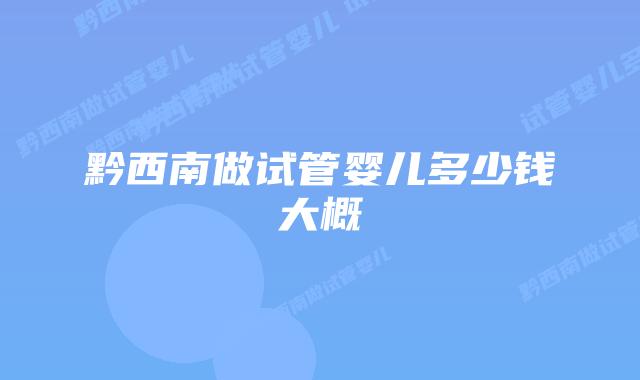 黔西南做试管婴儿多少钱大概