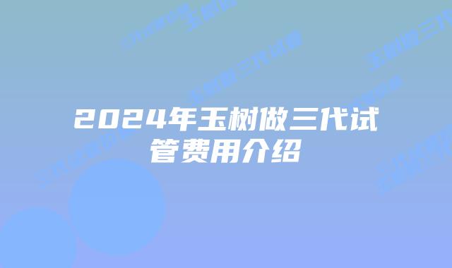 2024年玉树做三代试管费用介绍