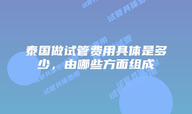 泰国做试管费用具体是多少,由哪些方面组成