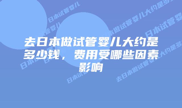 去日本做试管婴儿大约是多少钱，费用受哪些因素影响