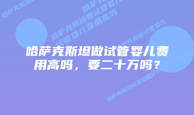 哈萨克斯坦做试管婴儿费用高吗,要二十万吗?