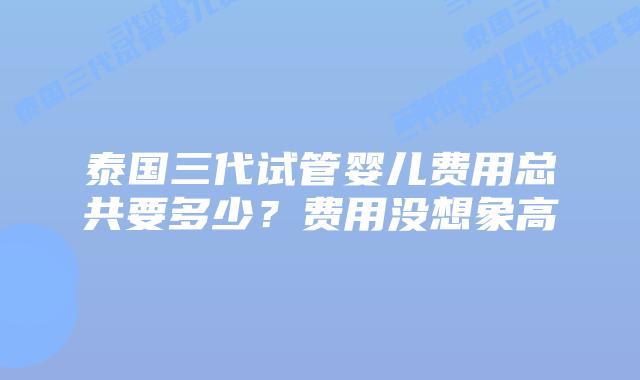 泰国三代试管婴儿费用总共要多少？费用没想象高