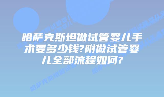 哈萨克斯坦做试管婴儿手术要多少钱?附做试管婴儿全部流程如何?