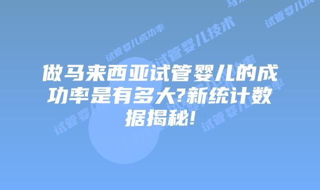 做马来西亚试管婴儿的成功率是有多大?新统计数据揭秘!