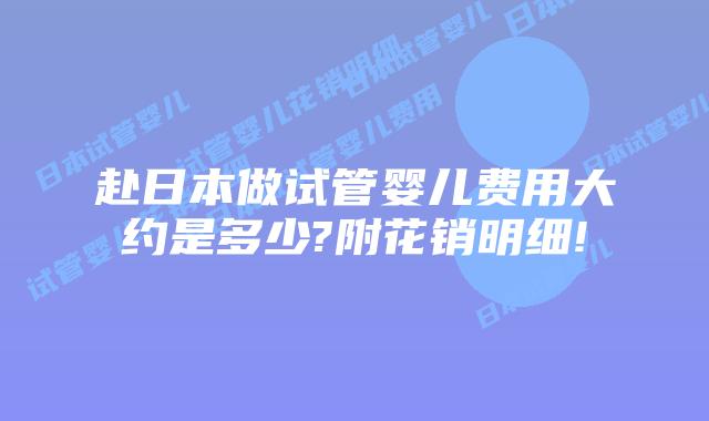 赴日本做试管婴儿费用大约是多少?附花销明细!